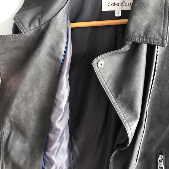 Calvin Klein Faux Leather Full Zip Moto Jacket - Picture 5 of 6